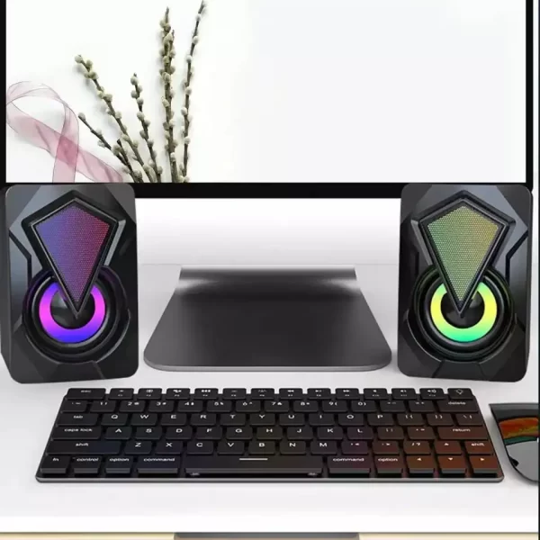 Caixa de som Pc Gamer Com Luz RGB Estéreo Para Computador Notebook - Image 3
