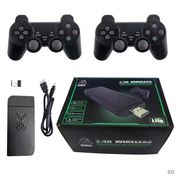 Vídeo Game Stick 4k Jogos Retrô com 2 Controles Sem Fio
