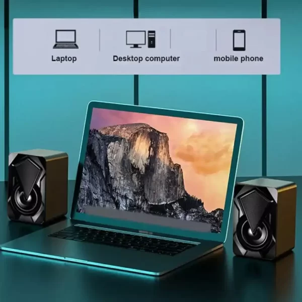 Caixa de som Pc Gamer Com Luz RGB Estéreo Para Computador Notebook - Image 4