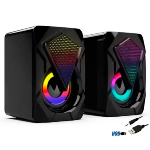 Caixa de som Pc Gamer Com Luz RGB Estéreo Para Computador Notebook - Image 5