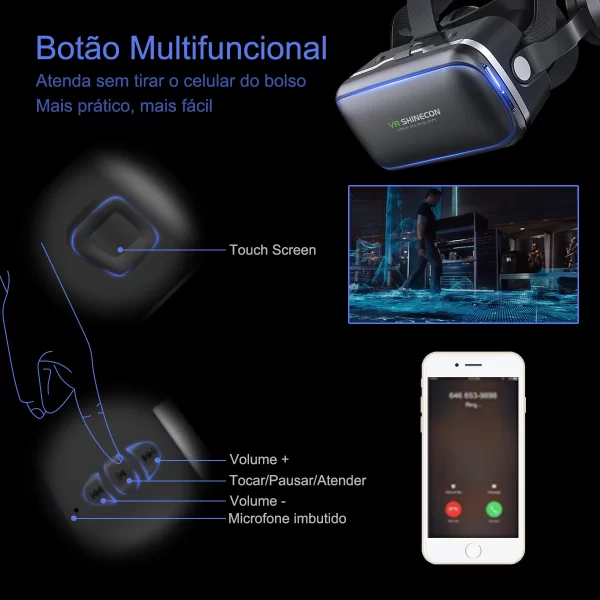 Óculos de Realidade Virtual 3D VR Óculos Headset Capacete Estéreo com Controle Remoto para IOS Android - Image 2
