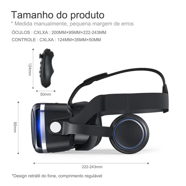 Óculos de Realidade Virtual 3D VR Óculos Headset Capacete Estéreo com Controle Remoto para IOS Android - Image 5