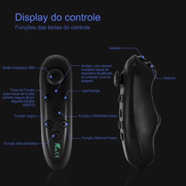 Óculos de Realidade Virtual 3D VR Óculos Headset Capacete Estéreo com Controle Remoto para IOS Android - Image 4
