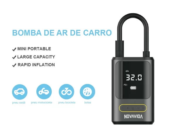 Compressor de ar portátil para carros motos e bicicletas - Image 5