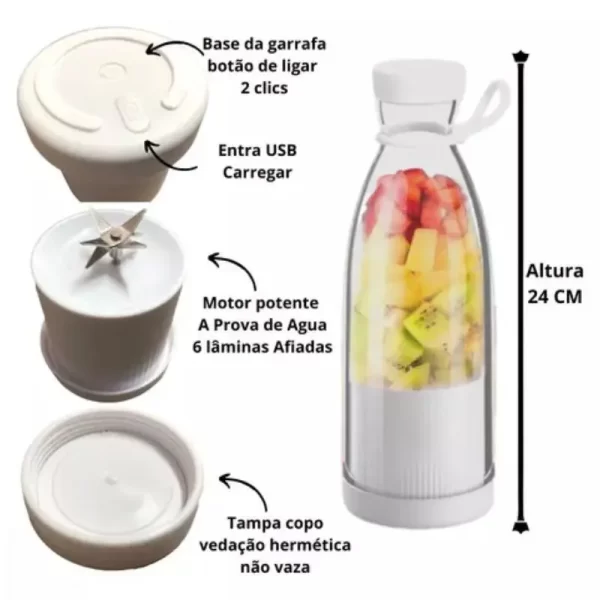 Mini Liquidificador / Garrafa Portátil Elétrico Recarregável USB - Image 5