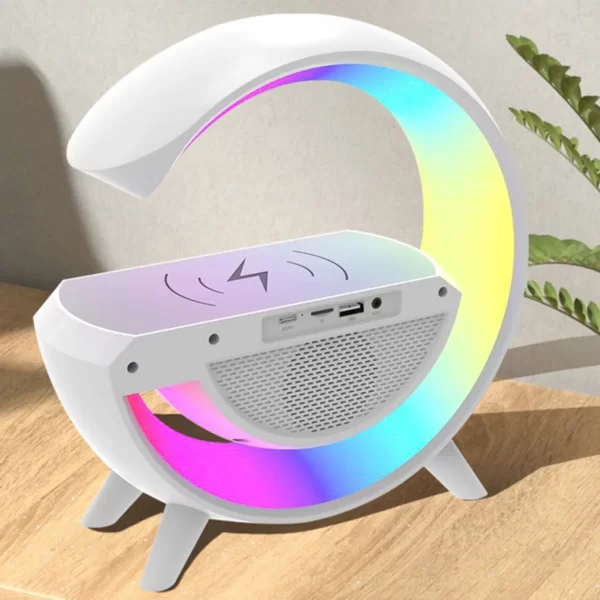 Luminaria Bluetooth Inteligente Carregador Sem Fio Alarme Luz RGB - Image 2
