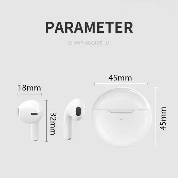 Fone de Ouvido Pro6 Bluetooth 5.0 com Microfone Earbuds - Image 3