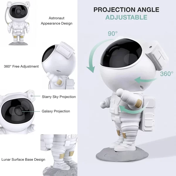 Astronauta Projetor Estrela com Controle Remoto, 360 Quarto Ajustável, Nebula Galaxy, Full Sky Star, Aurora Norte, Venda Quente - Image 3