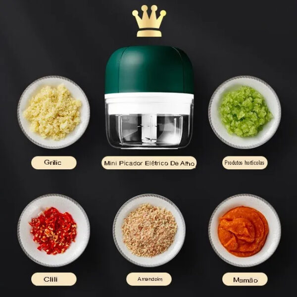 Mini Triturador de alimentos Sem Fio Elétrico 250ML Para Alho e Legumes - Image 9