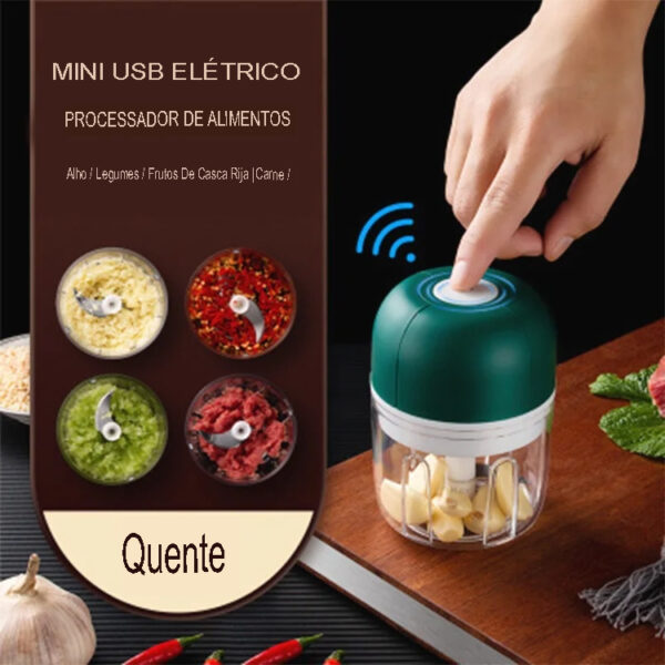 Mini Triturador de alimentos Sem Fio Elétrico 250ML Para Alho e Legumes - Image 6