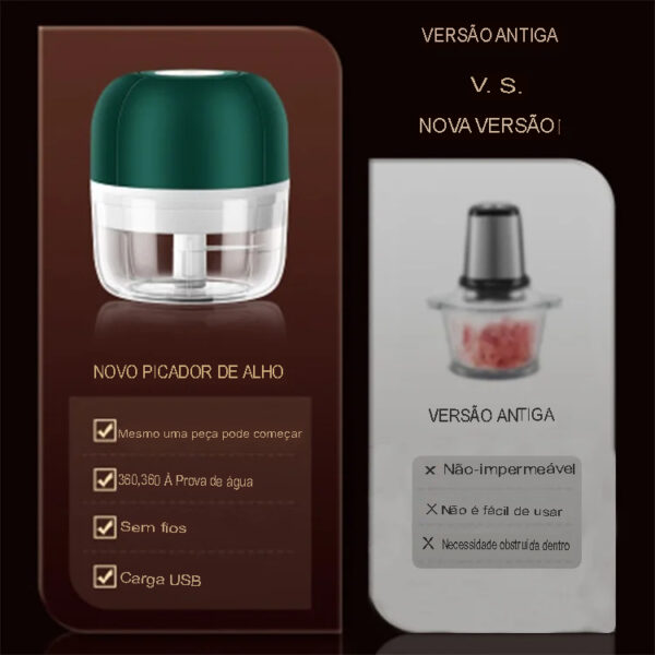 Mini Triturador de alimentos Sem Fio Elétrico 250ML Para Alho e Legumes - Image 8