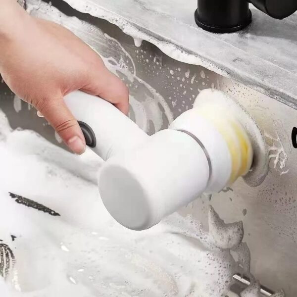 Escova Elétrica de Limpeza de Casa 5 em 1: Versátil, Sem Fio e Prática para Cozinha e Banheiro!