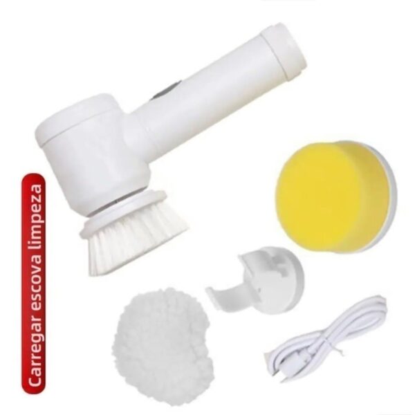 Escova Elétrica de Limpeza de Casa 5 em 1: Versátil, Sem Fio e Prática para Cozinha e Banheiro!